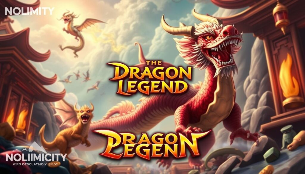 Generate an image of NOLIMITCITY's popular slot game "魔龍傳奇" Generate an image of NOLIMITCITY's popular slot game "魔龍傳奇"